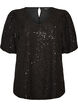 Sequin blouse with balloon sleeves, Black, Packshot image number 0