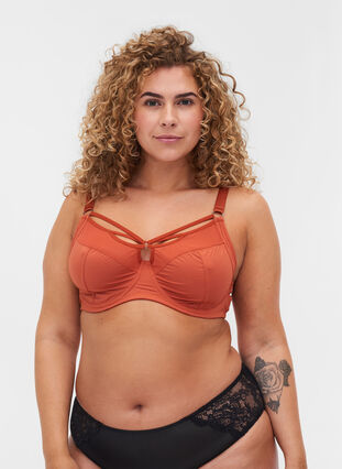Figa underwired bra with mesh and straps, Burnt Brick, Model image number 0