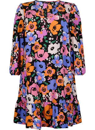 Floral dress with v-neck, Vibrant Flower AOP, Packshot image number 0