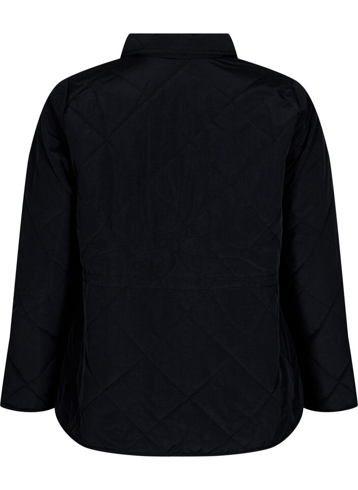 Quilted jacket with collar and pockets, Black, Packshot image number 1