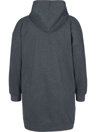 Sweater dress with a hood and zip, Dark Grey Melange, Packshot image number 1