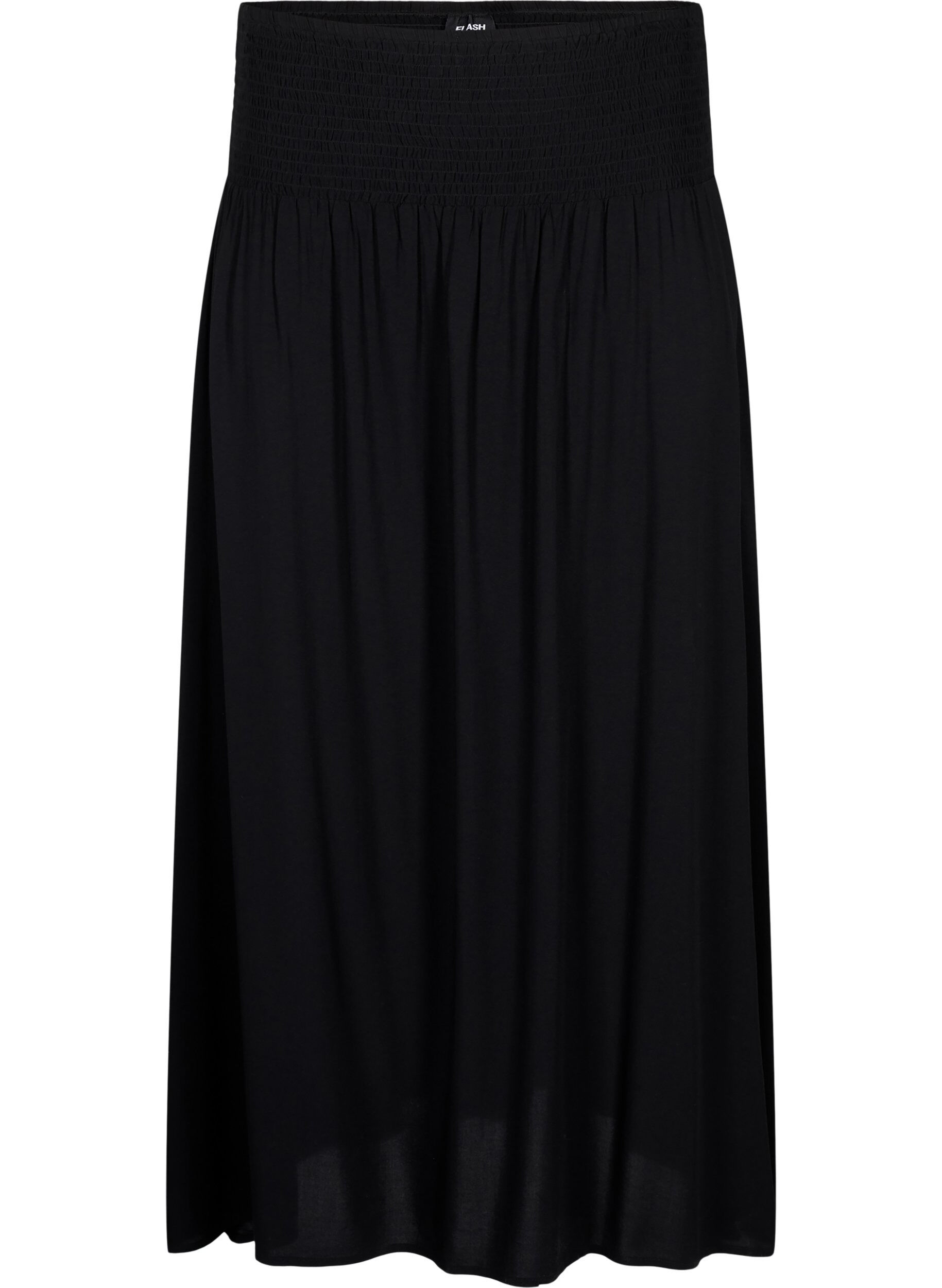 FLASH - Viscose maxi skirt with smocking