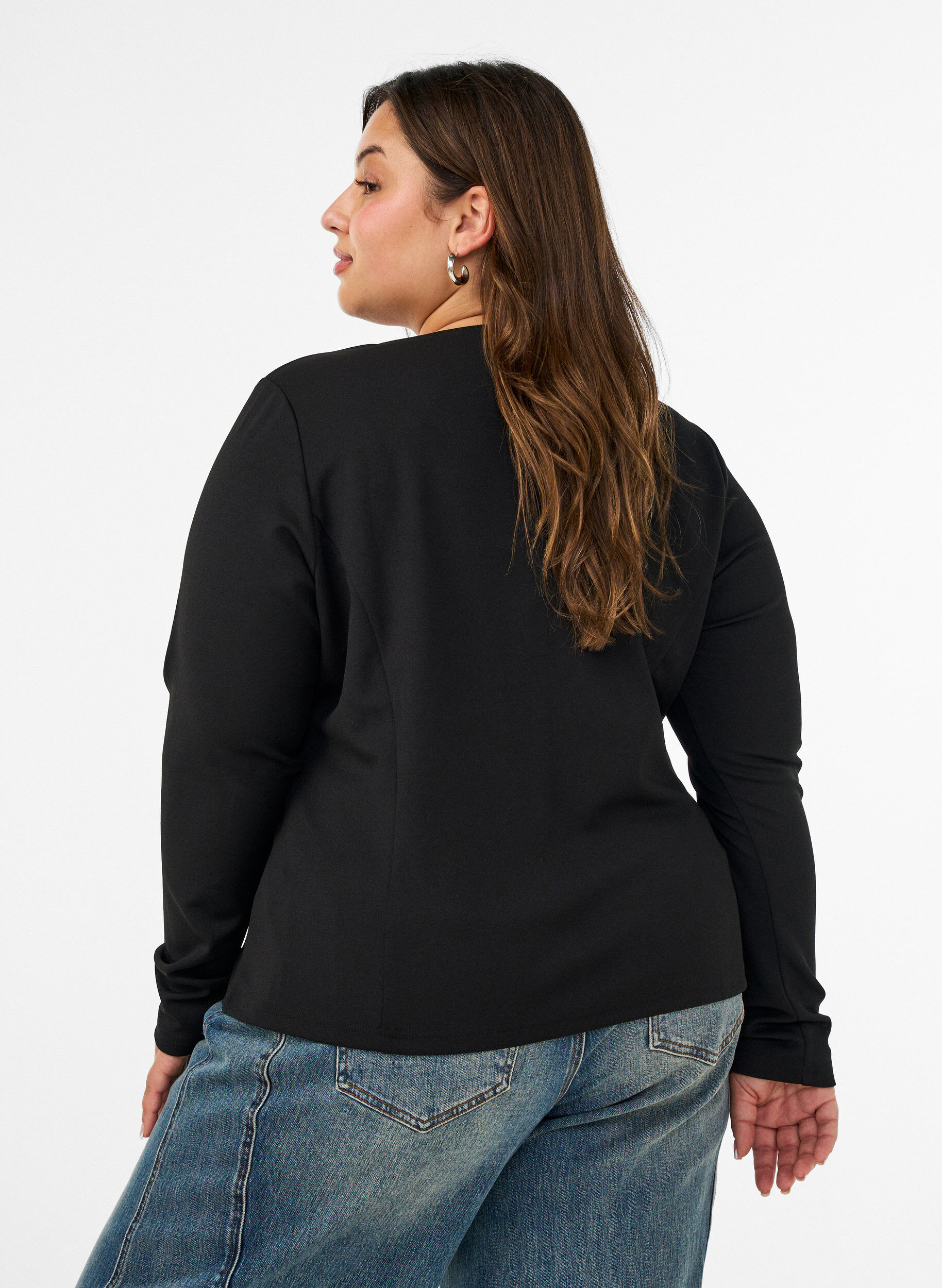ZizzifashionFitted cardigan with knot fastenings, Black, Model image number 2