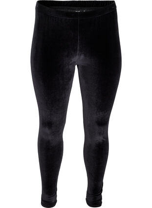 Velour leggings, Black, Packshot image number 0