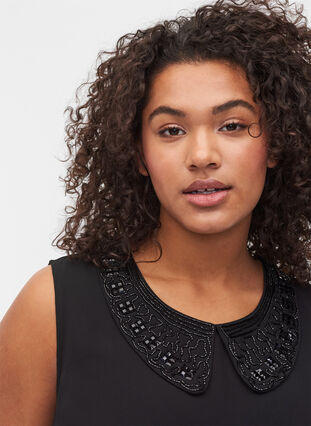 Beaded top with collar, Black, Model image number 2