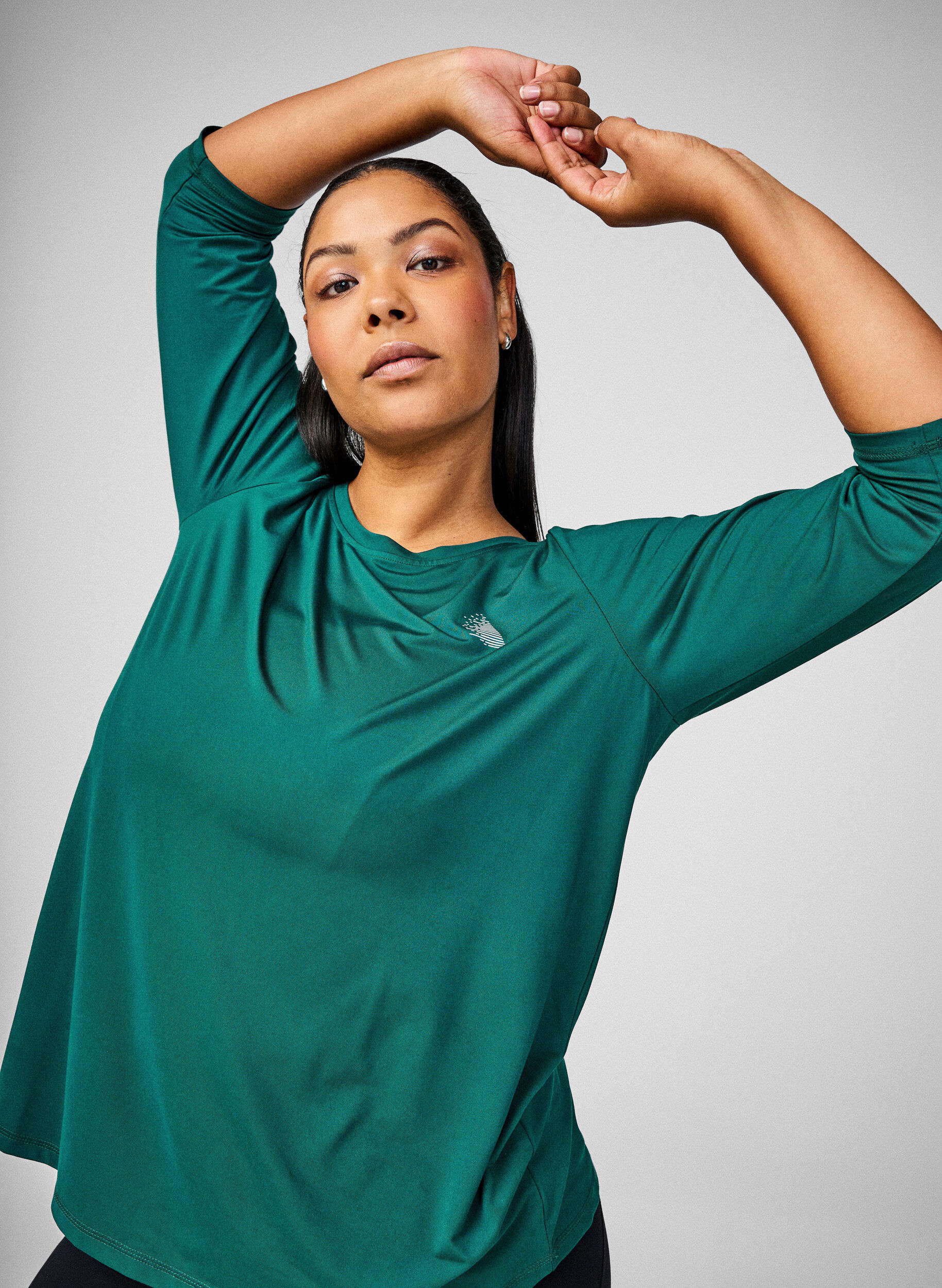ZizzifashionSports top with 3/4 sleeves, Green, Image image number 0