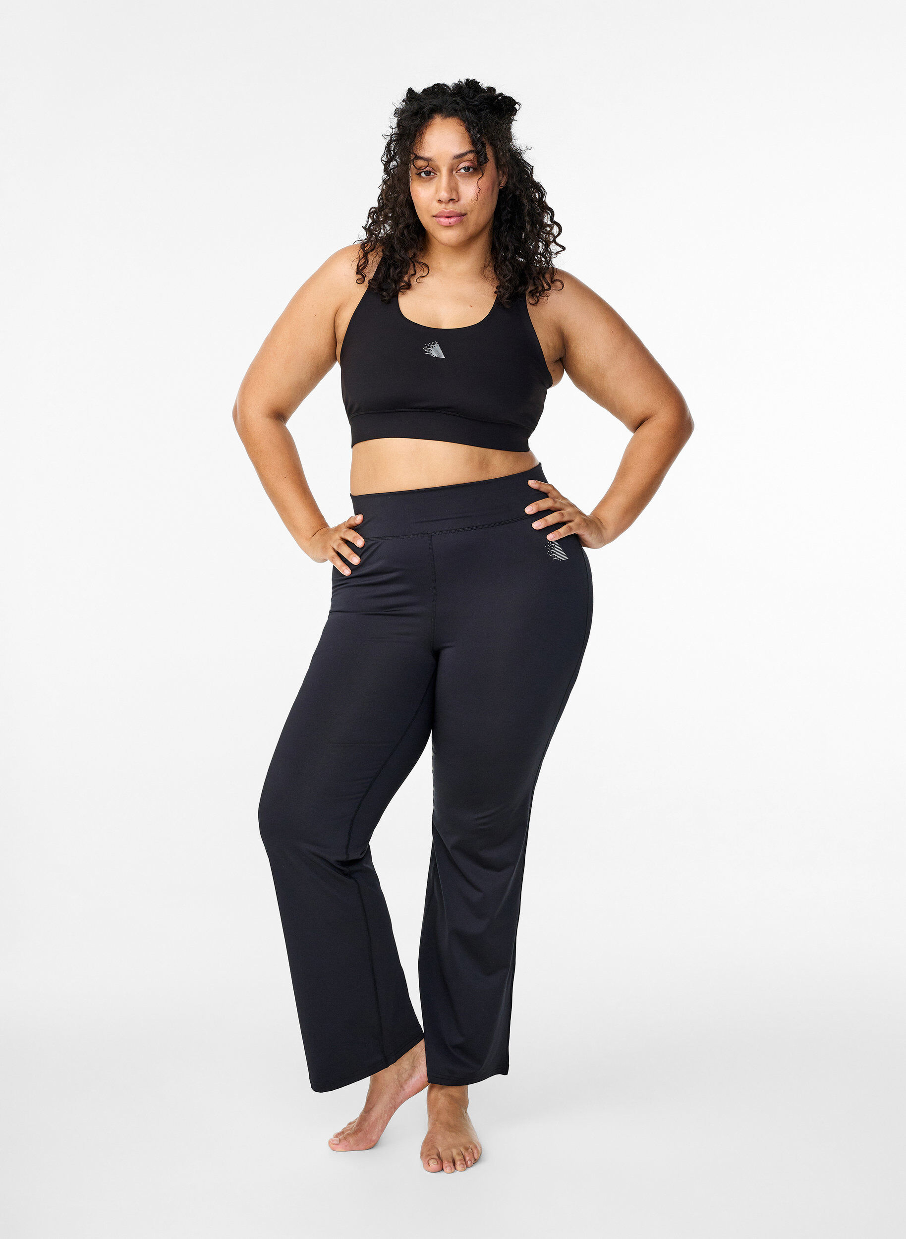 Zizzifashion Flared workout bottoms, Black, Model image number 1