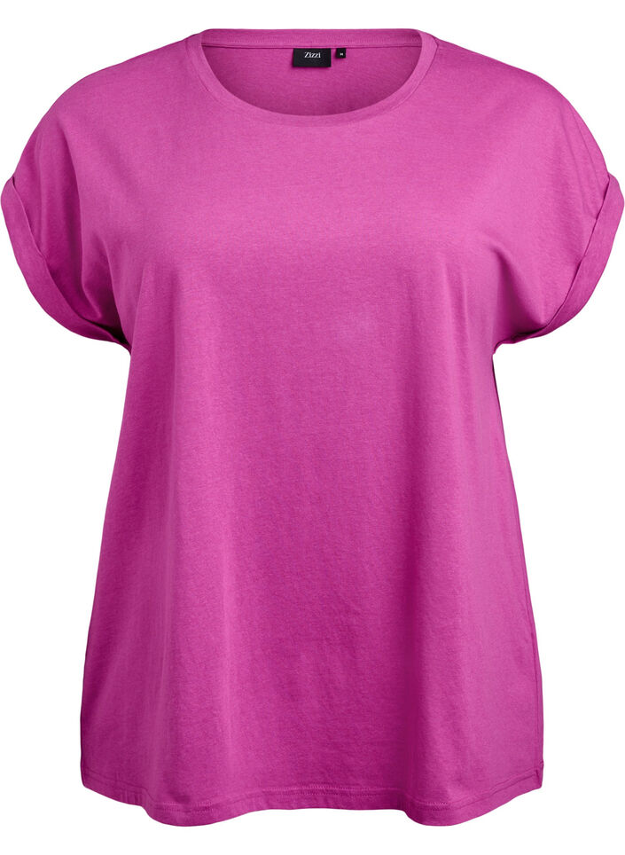 Short sleeve cotton blend T-shirt, Purple, Packshot image number 0