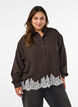 Pinstripe shirt with lace trim, Brown, Model image number 0