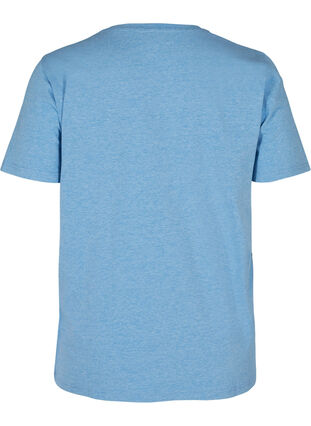Short-sleeved nightshirt with print, Blue Yonder Mélange, Packshot image number 1