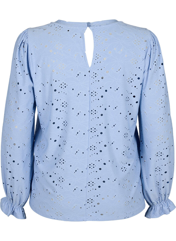 Long-sleeved blouse with hole pattern, Serenity, Packshot image number 1