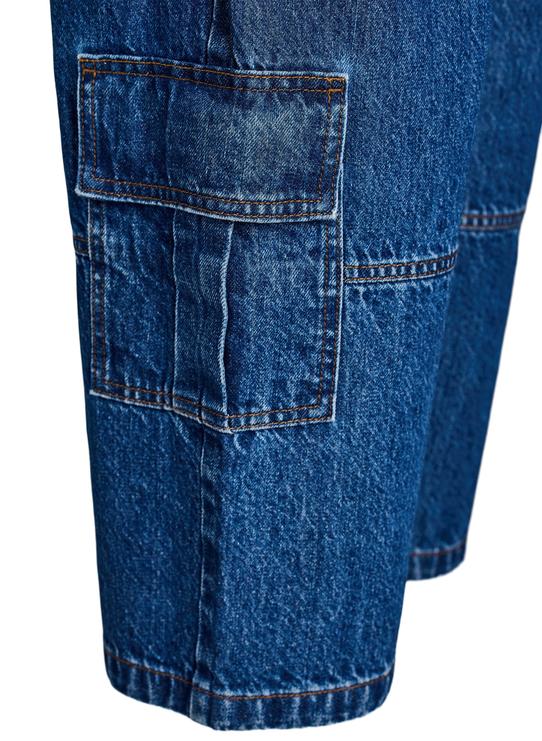 Zizzifashion High-waisted cargo jeans, Blue, Packshot image number 3