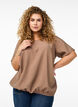 Short-sleeved blouse with elastic hem, Brown, Model image number 0