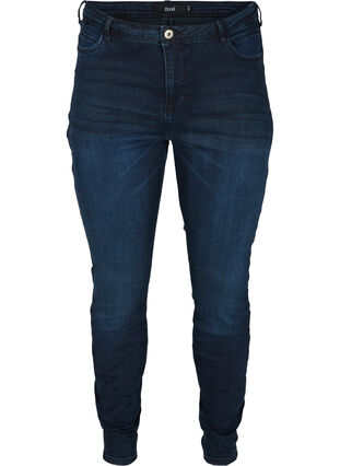 Super slim Amy jeans with high waist, Dark blue denim, Packshot image number 0