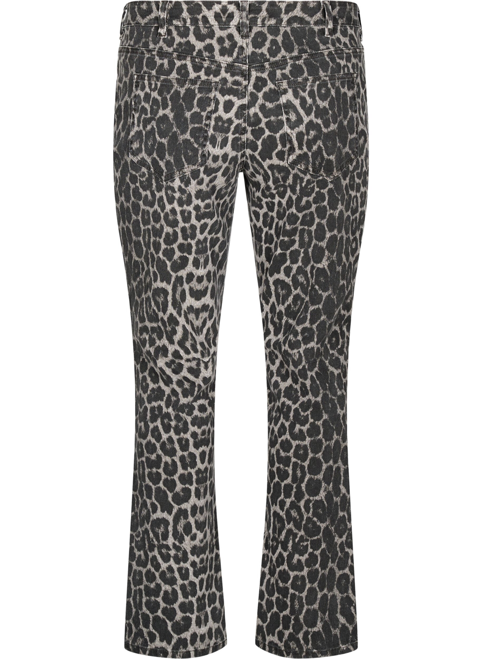 Zizzifashion Emily jeans with leopard print, Dark Grey, Packshot image number 1
