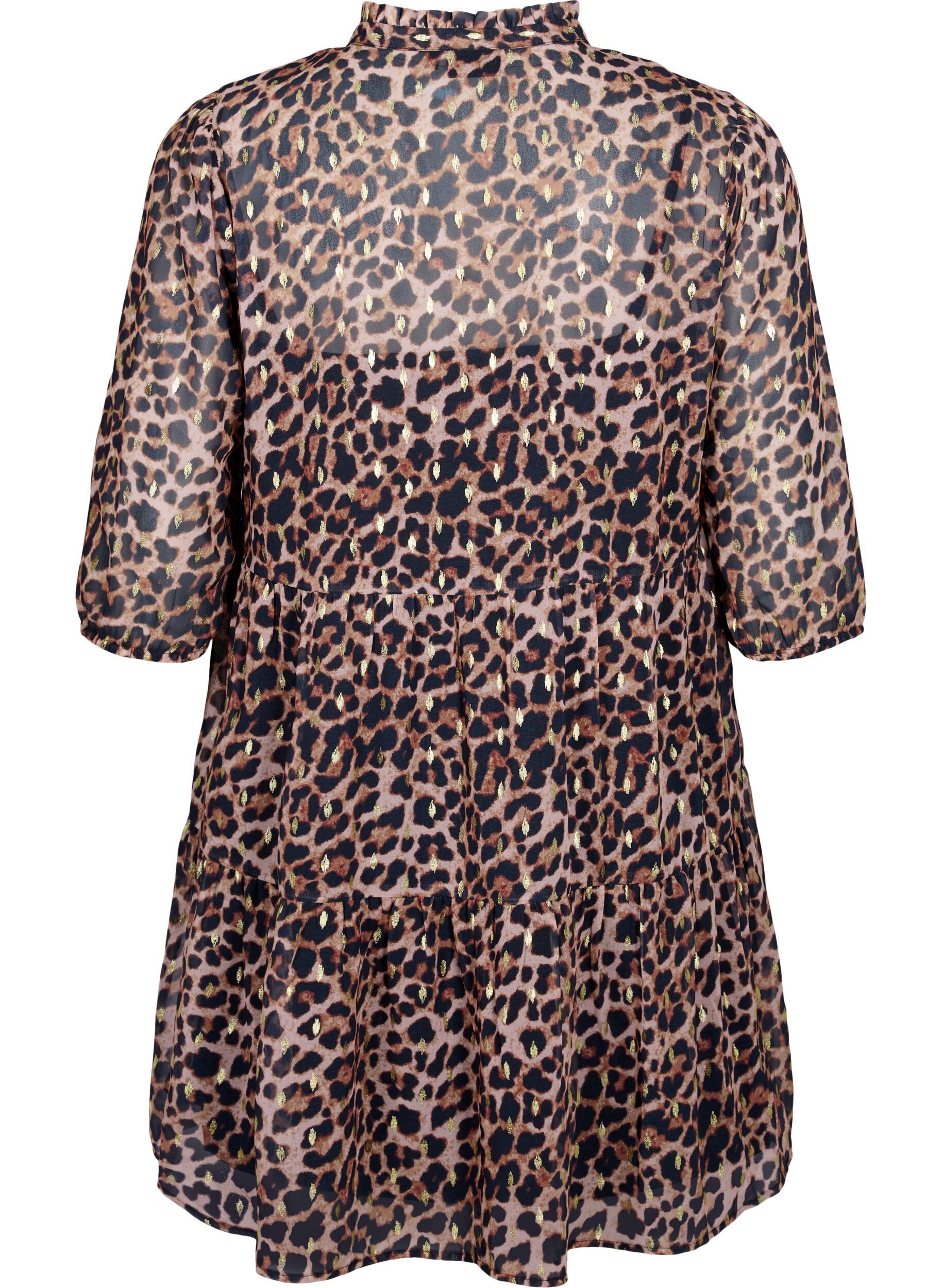 Zizzifashion Tunic with leo print and lurex, Leopard AOP, Packshot image number 1