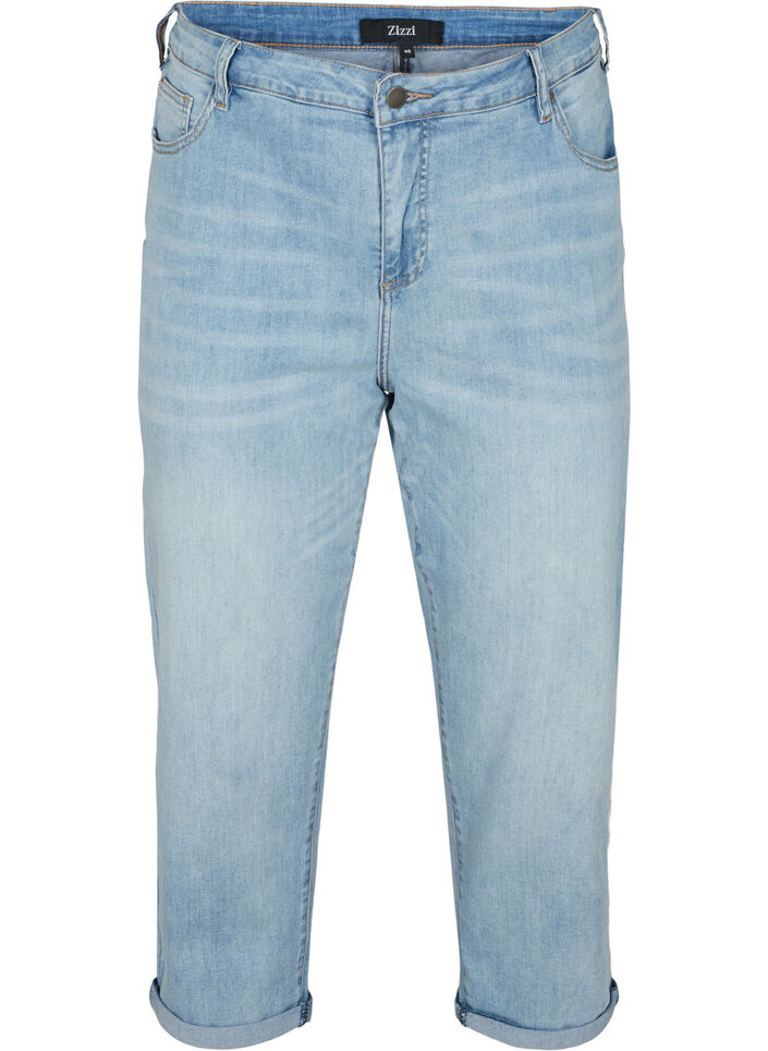 7/8 jeans with rolled up hems and high waist, Light Blue, Packshot image number 0