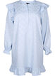 Jacquard dress with long sleeves and ruffle detail, Light Blue, Packshot image number 0