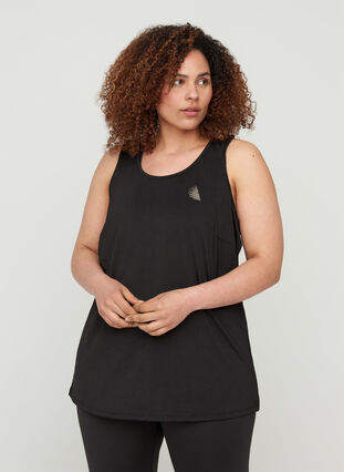 Sports top with round neckline, Black, Model image number 0