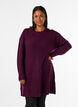 Short knitted dress with a V-shaped textured pattern, Red, Model image number 0