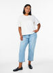 Cropped Vera jeans with distress detail, Light Blue, Model image number 0
