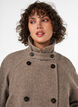 Long wool coat with a high collar and double-breasted design, Brown, Model image number 3
