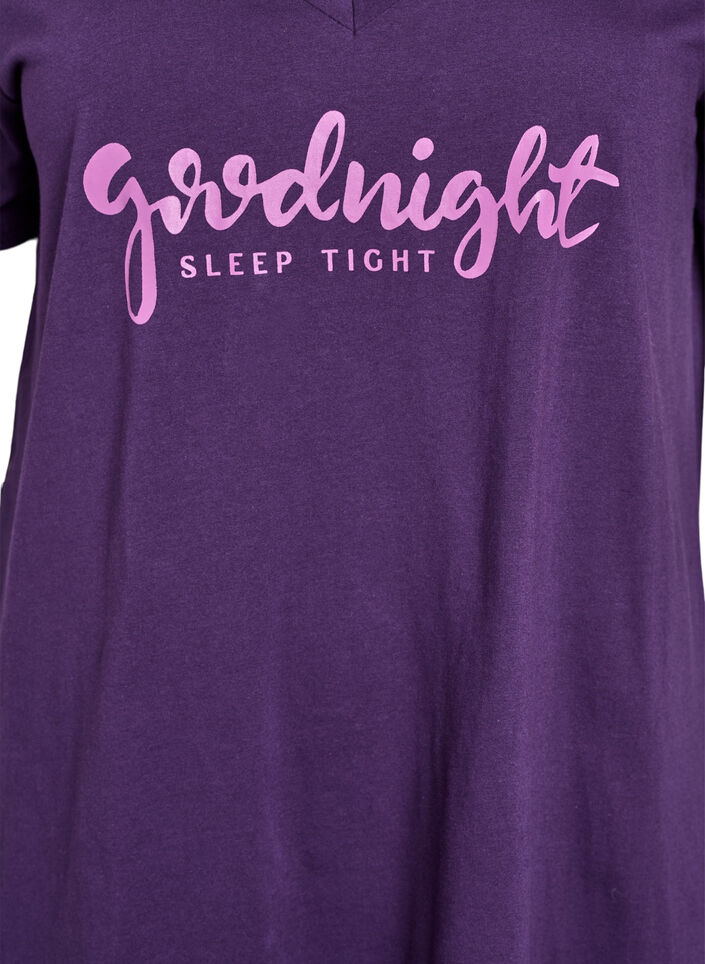 Organic cotton nightgown with v-neck, Purple, Packshot image number 2