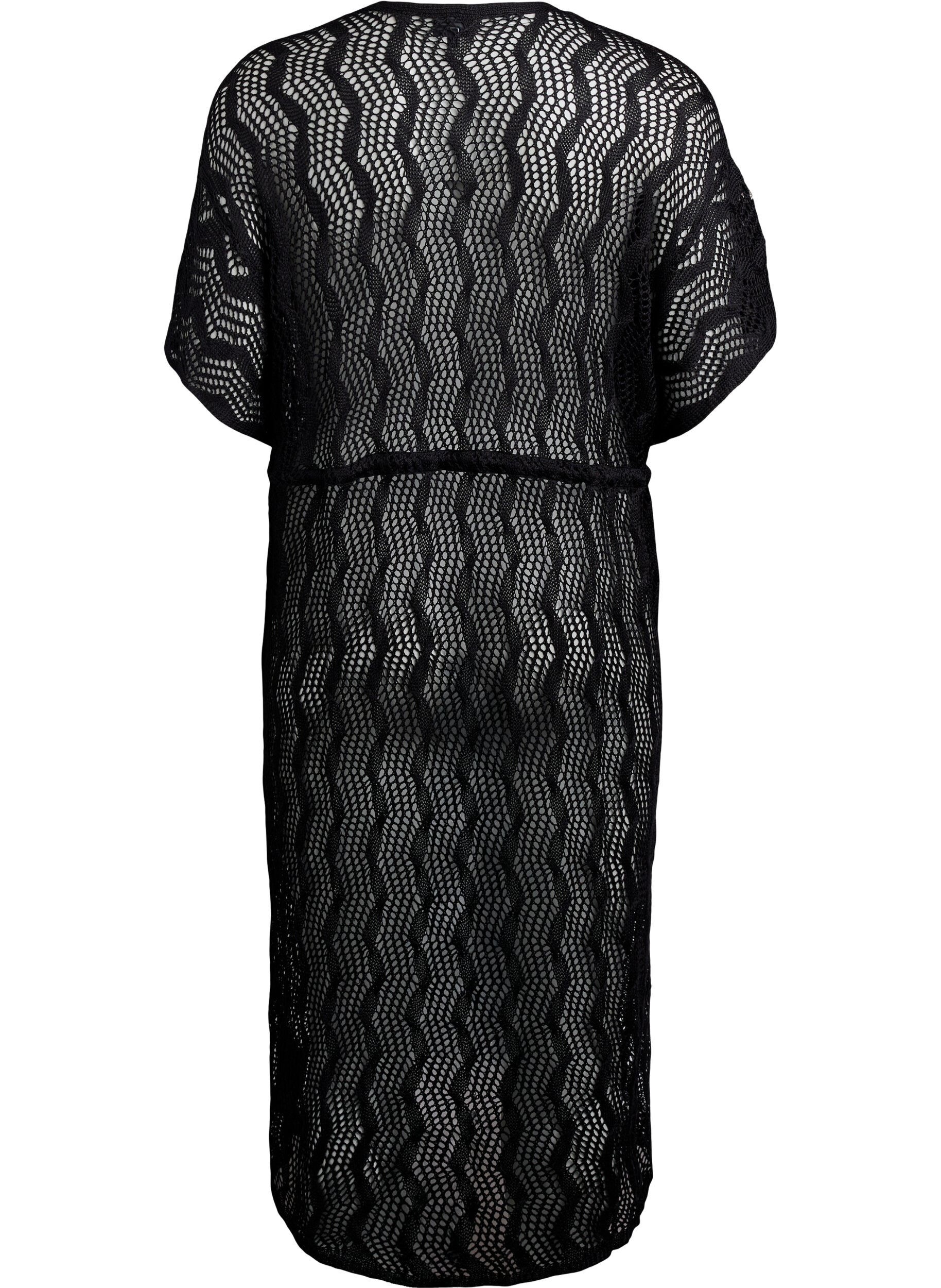 Zizzifashion Beach kimono with tie belt, Black, Packshot image number 1