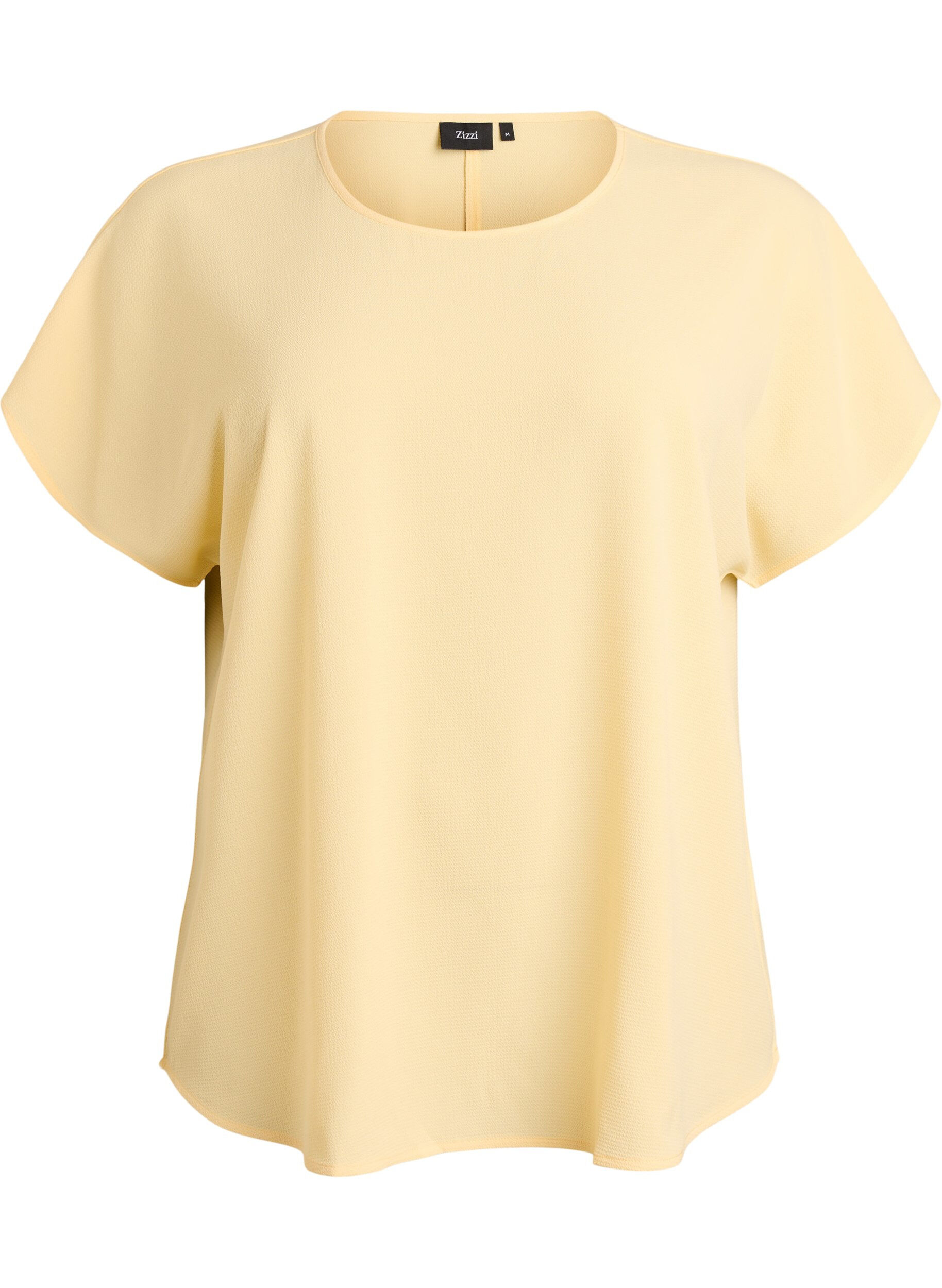Blouse with short sleeves and a round neckline