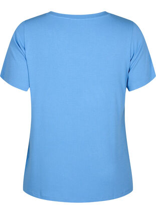 Ribbed viscose T-shirt with v-neck, Marina, Packshot image number 1