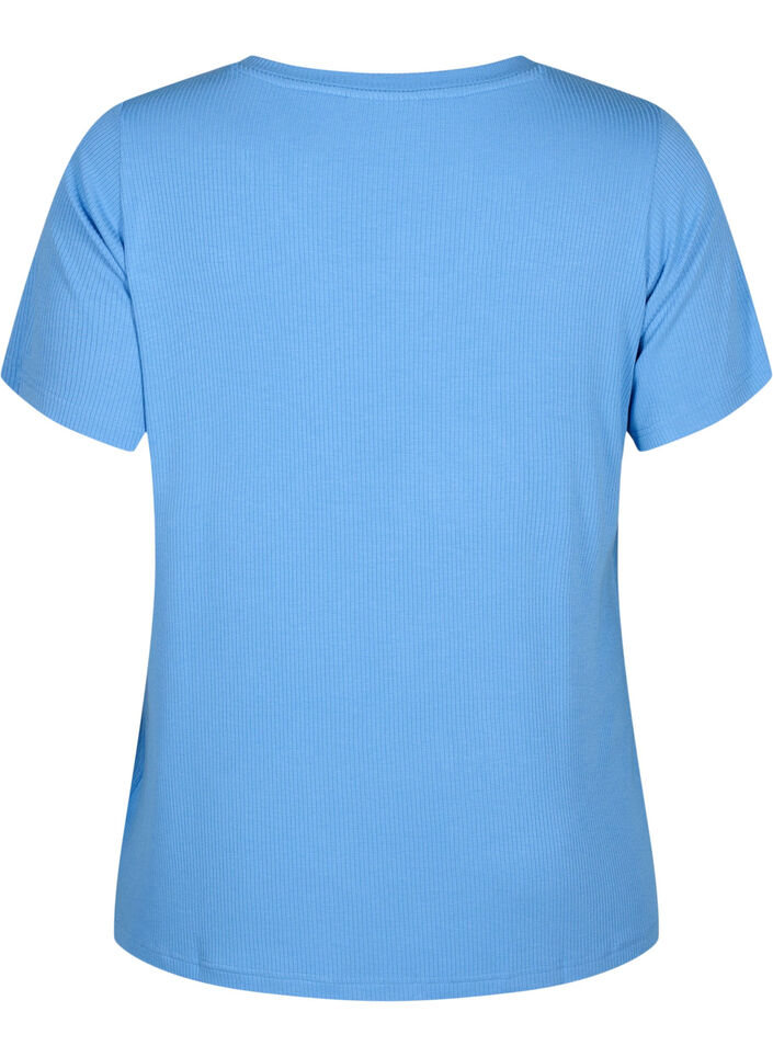 Ribbed T-shirt with LENZING™ ECOVERO™ Viscose, Marina, Packshot image number 1