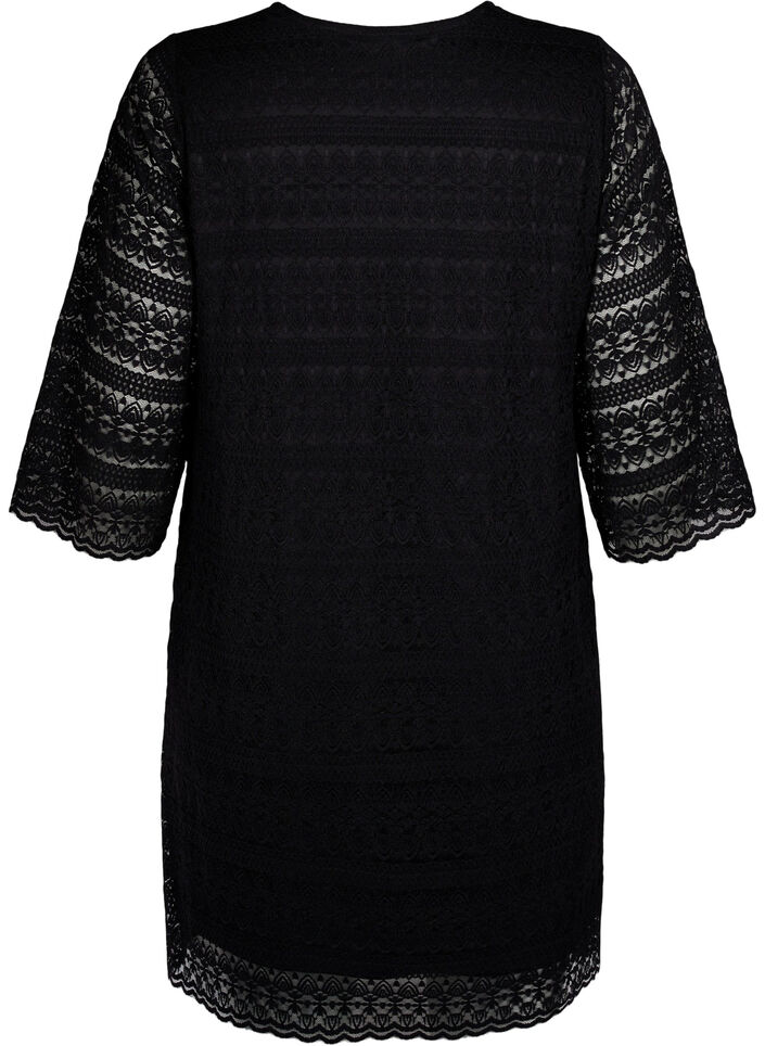 Lace dress with 3/4 sleeves, Black, Packshot image number 1