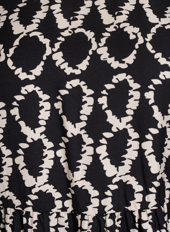 Long-sleeved dress with print and bows, Black, Packshot image number 2