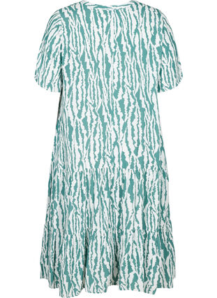 Short-sleeved viscose dress with print, Green Animal Print, Packshot image number 1