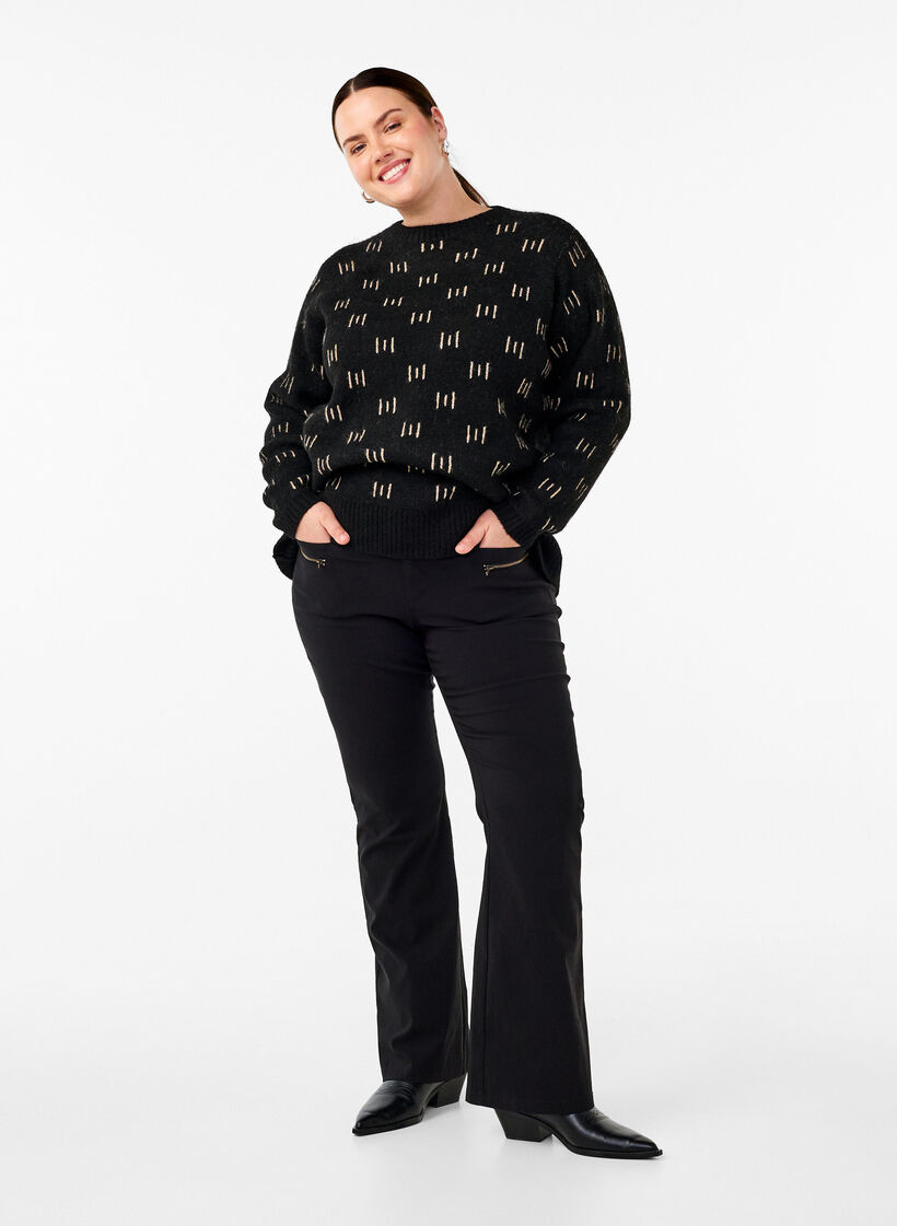 Patterned pullover, Black Mel. Nomad, Model image number 2