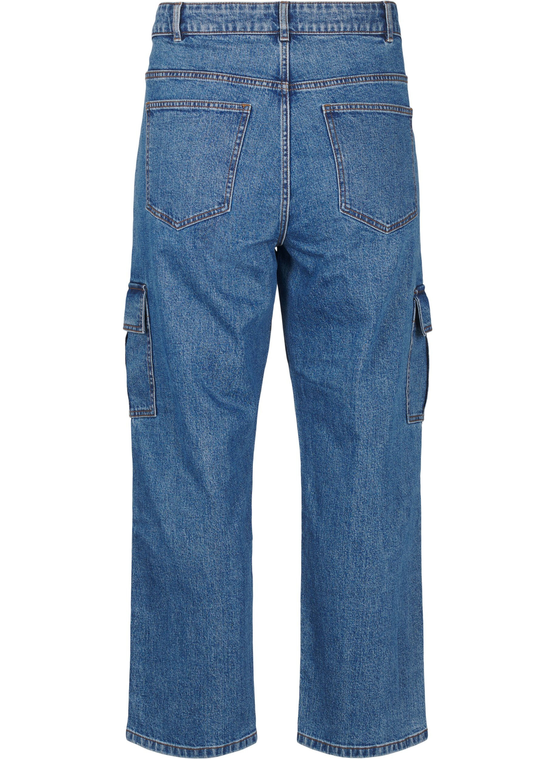 Zizzifashion Cargo jeans with high waist, Blue Denim, Packshot image number 1