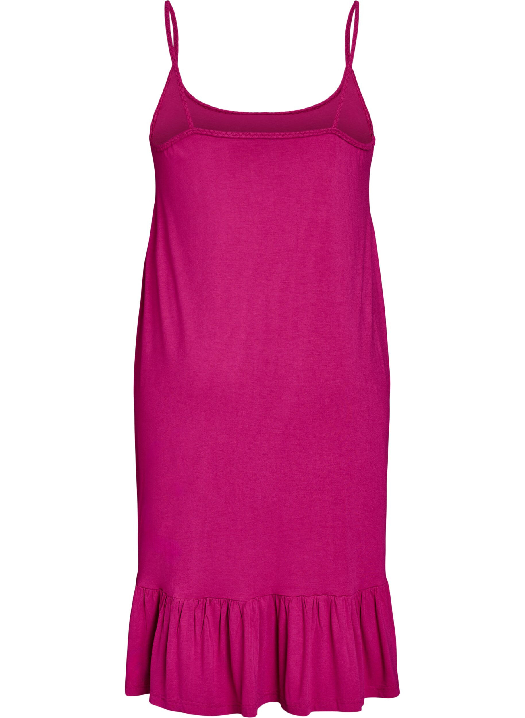 Zizzifashion Beach dress in viscose with braided straps, Pink, Packshot image number 1