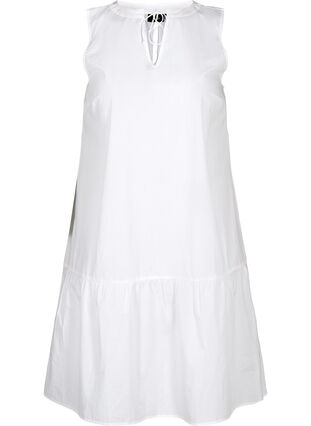 Short cotton dress with an A-line shape, White, Packshot image number 0