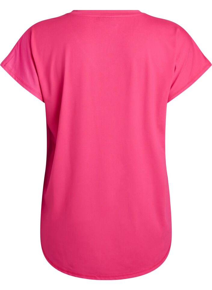 Short sleeve sport t-shirt with v-neck, Pink, Packshot image number 1