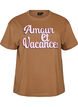 100% cotton T-shirt with short sleeves and print, Brown, Packshot image number 0