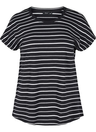 Striped t-shirt in cotton, Black/White Stripe, Packshot image number 0