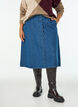 A-line denim skirt with wavy button placket, Blue, Model image number 2