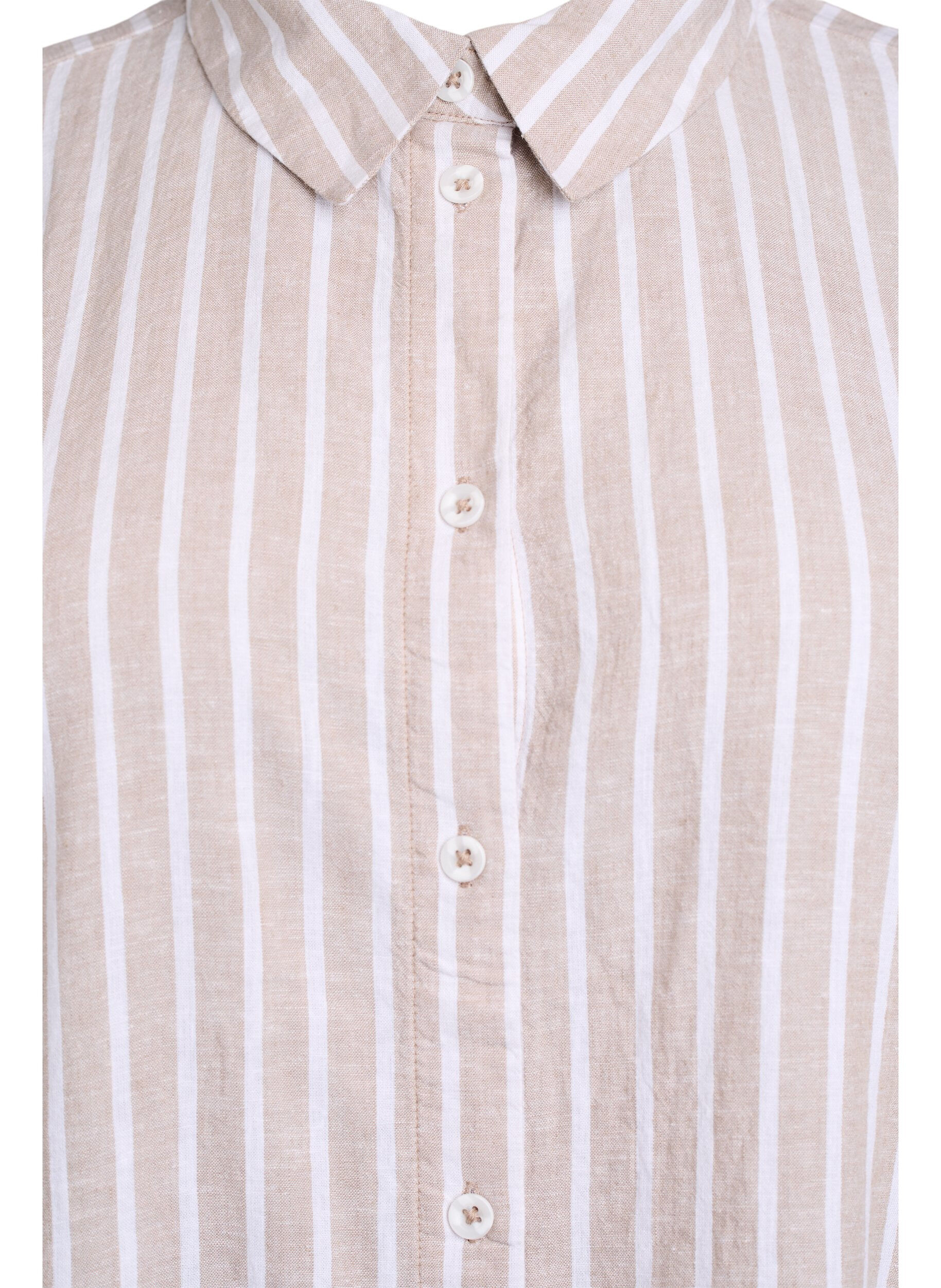 Zizzifashion Striped shirt in linen and viscose, Beige, Packshot image number 2