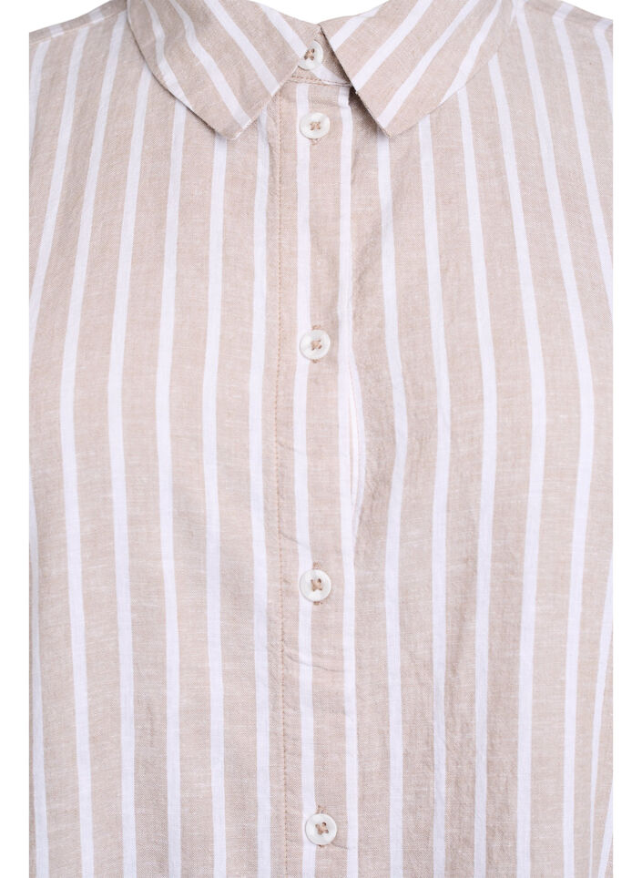 Striped shirt in linen and viscose, Beige, Packshot image number 2