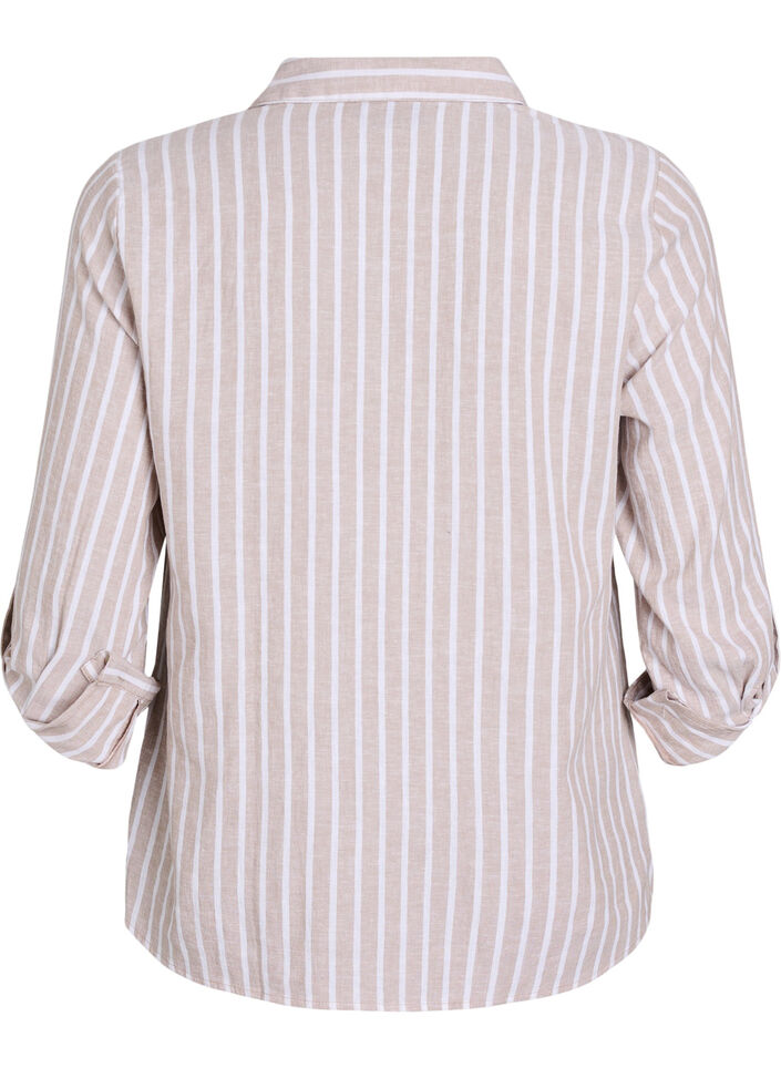 Shirt in linen and viscose with 3/4 sleeves, Beige, Packshot image number 1