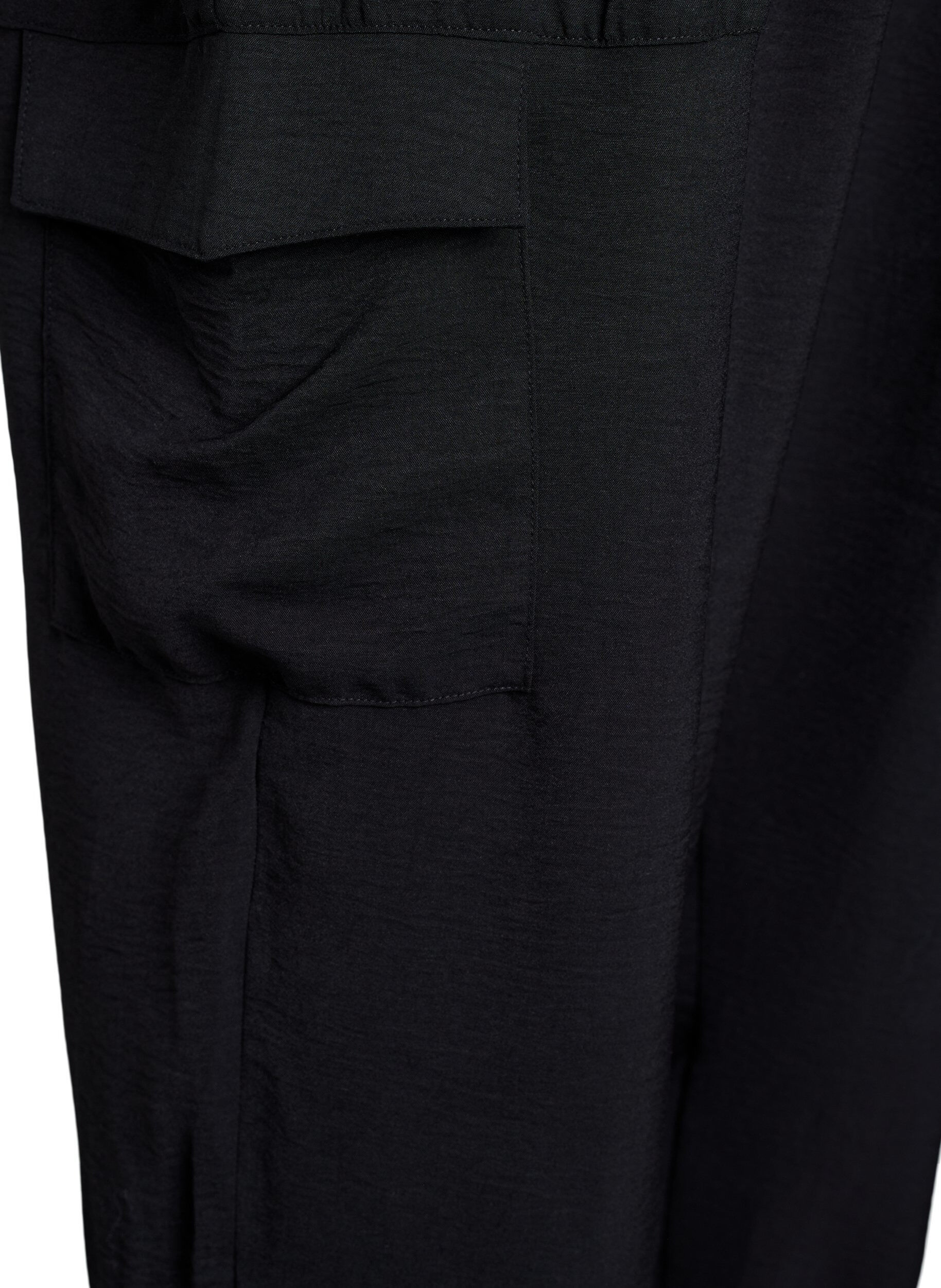 Zizzifashion Harem trousers with cargo pockets and elasticated waist, Black, Packshot image number 3