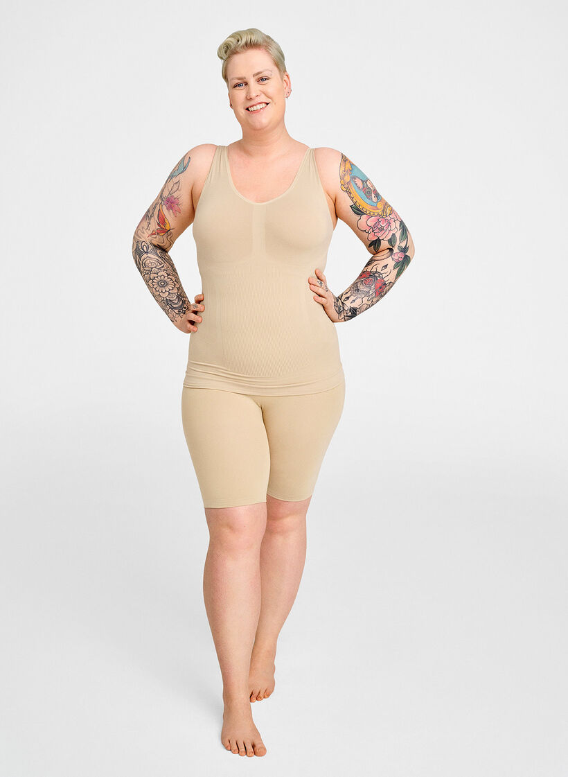High waisted shapewear shorts, Beige, Image