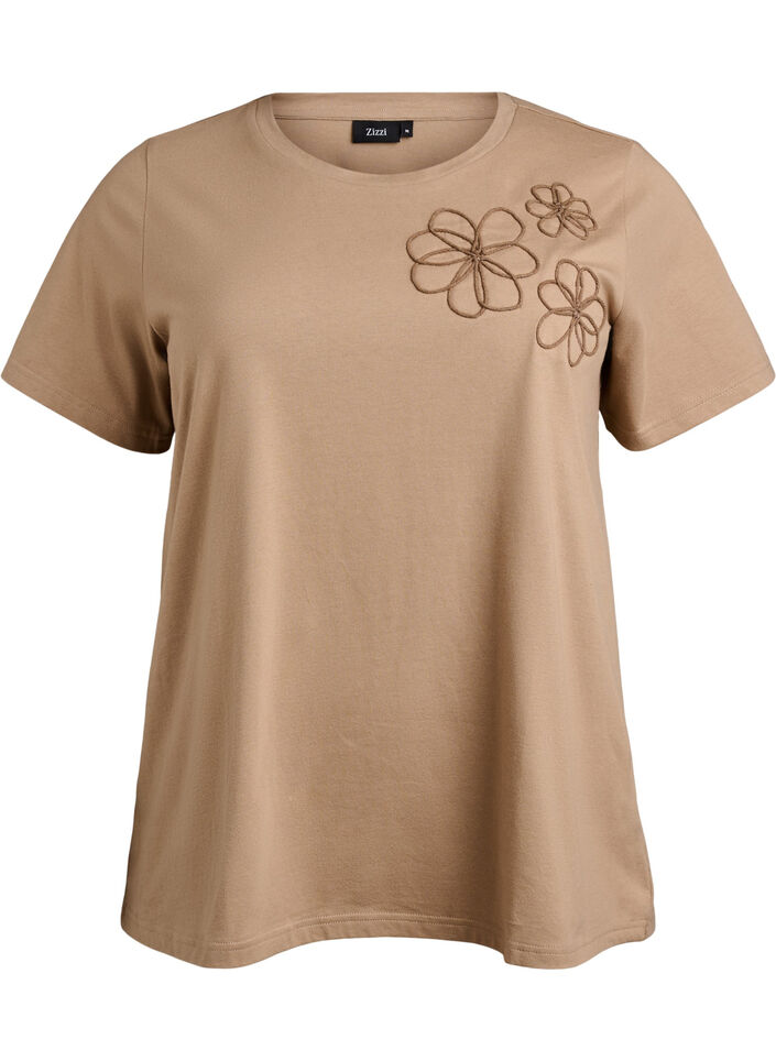 T-shirt with decorative details, Beige, Packshot image number 0