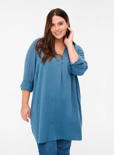 Cotton tunic with a v-neck, Bering Sea, Model image number 0