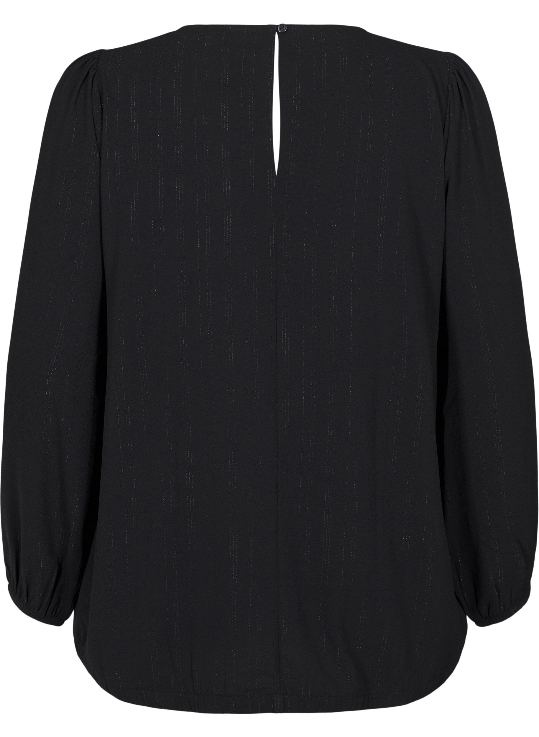 ZizzifashionBlouse with silver glitter, Black, Packshot image number 1